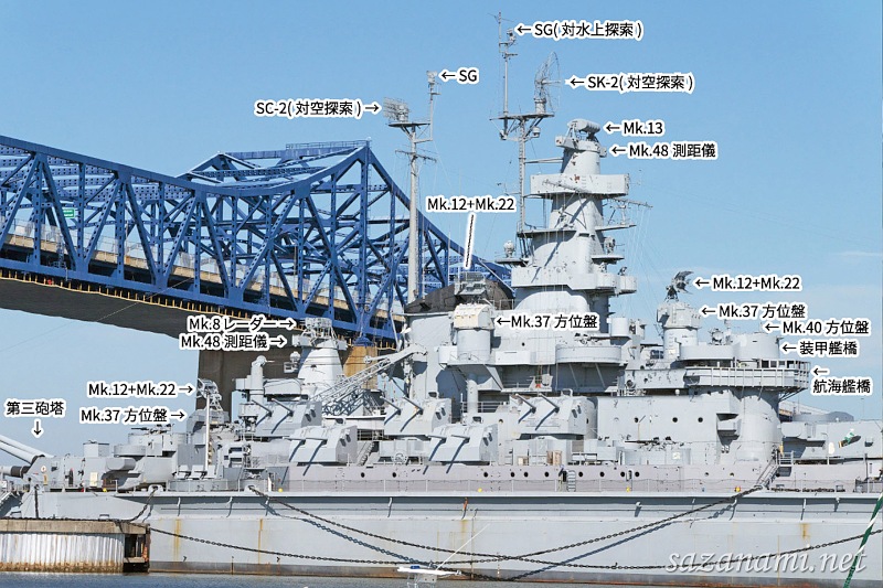 アメリカ フォールリバーで保存されるサウスダコタ級戦艦3番艦マサチューセッツ 大戦期の兵装やレーダーがきれいに残ってるな さざなみ壊変